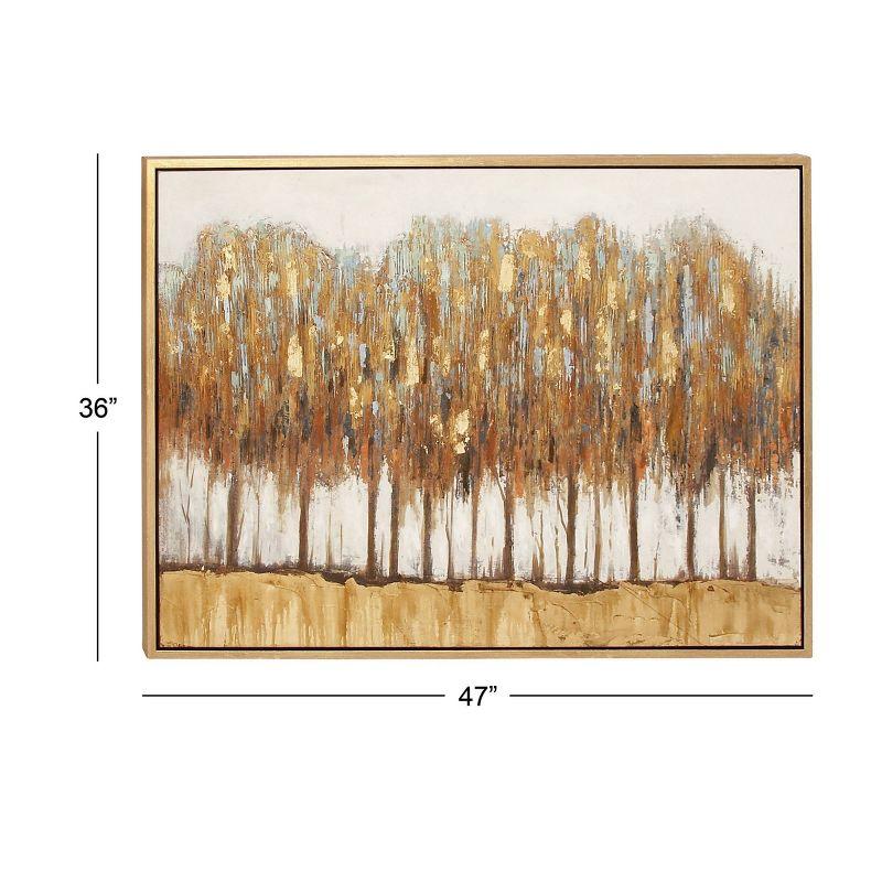 Canvas Tree Framed Wall Art with Gold Frame Brown - Olivia & May: 36x47" Nature Painting, Vertical Orientation, Plastic Frame