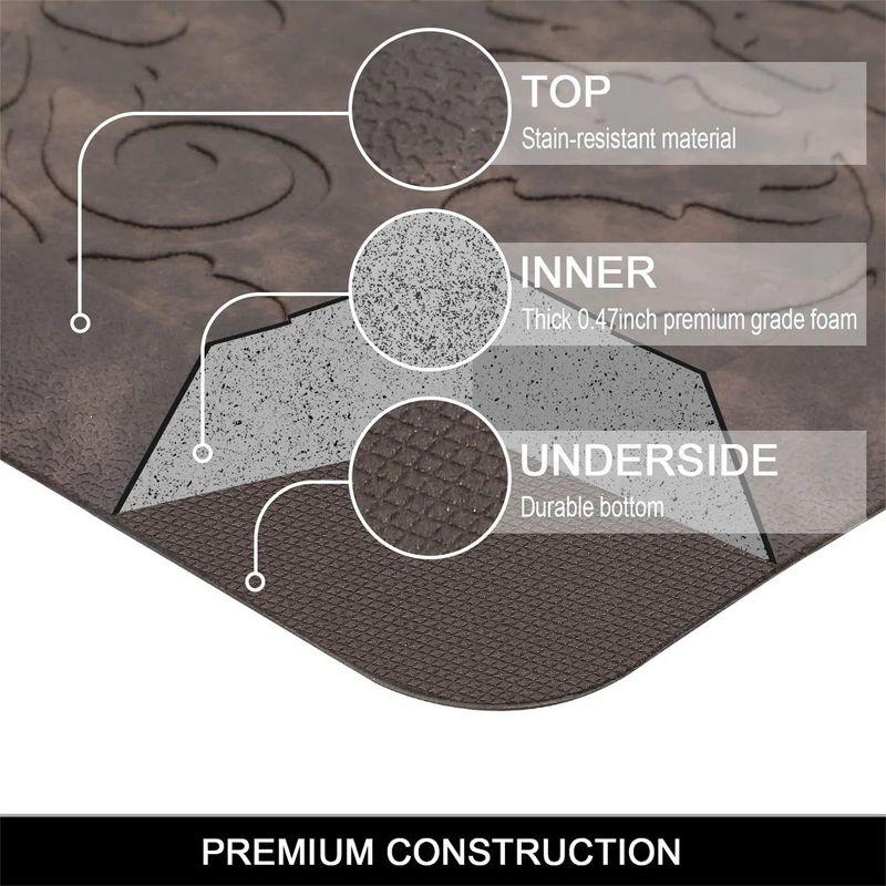 J&V TEXTILES Medallion Embossed Anti-Fatigue Stain-Resistant Cushioned Floor Mats (17" x 28" Charcoal Gray)