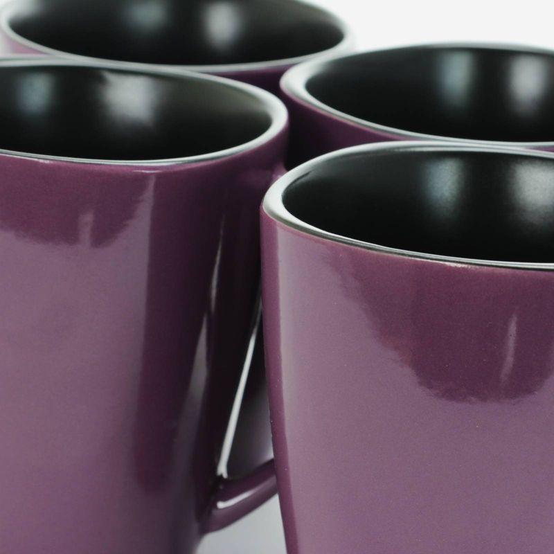 14oz 6pk Berry Heart Coffee Mugs Purple - Elama: Stoneware, Dishwasher & Microwave Safe, Heart Cups, Set for 6