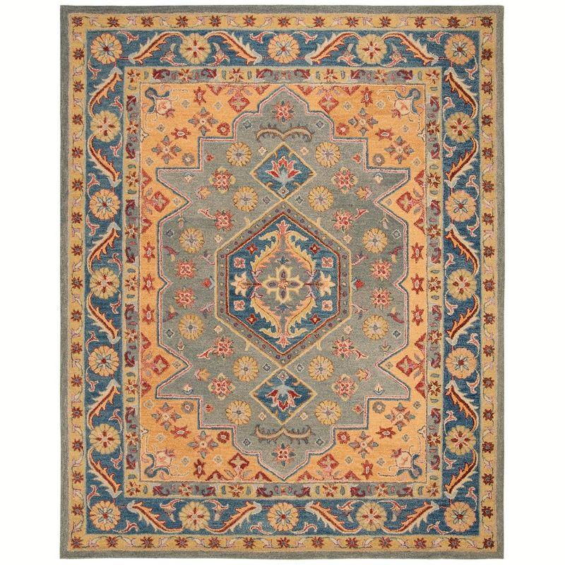 Heirloom Blue Wool 6' x 9' Hand-Tufted Rectangular Area Rug