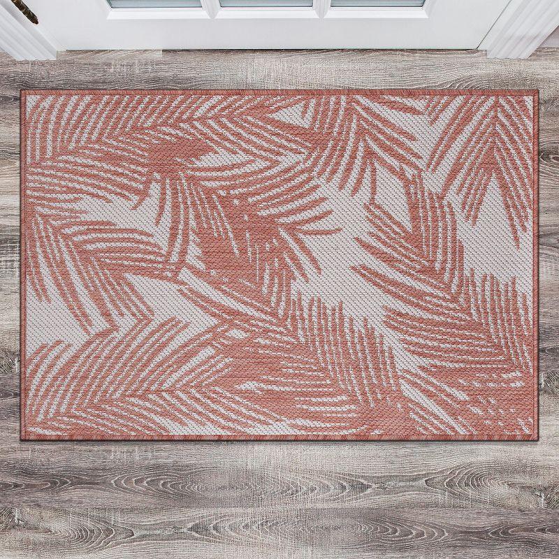 World Rug Gallery Contemporary Distressed Leaves Textured Flat Weave Indoor/Outdoor Area Rug - TERRA 2'x3'