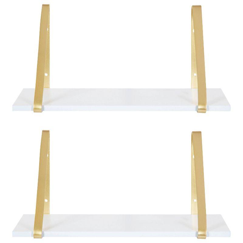 27.5" x 8.2" 2pk Soloman Wooden Shelf Set with Brackets - Kate & Laurel All Things Decor