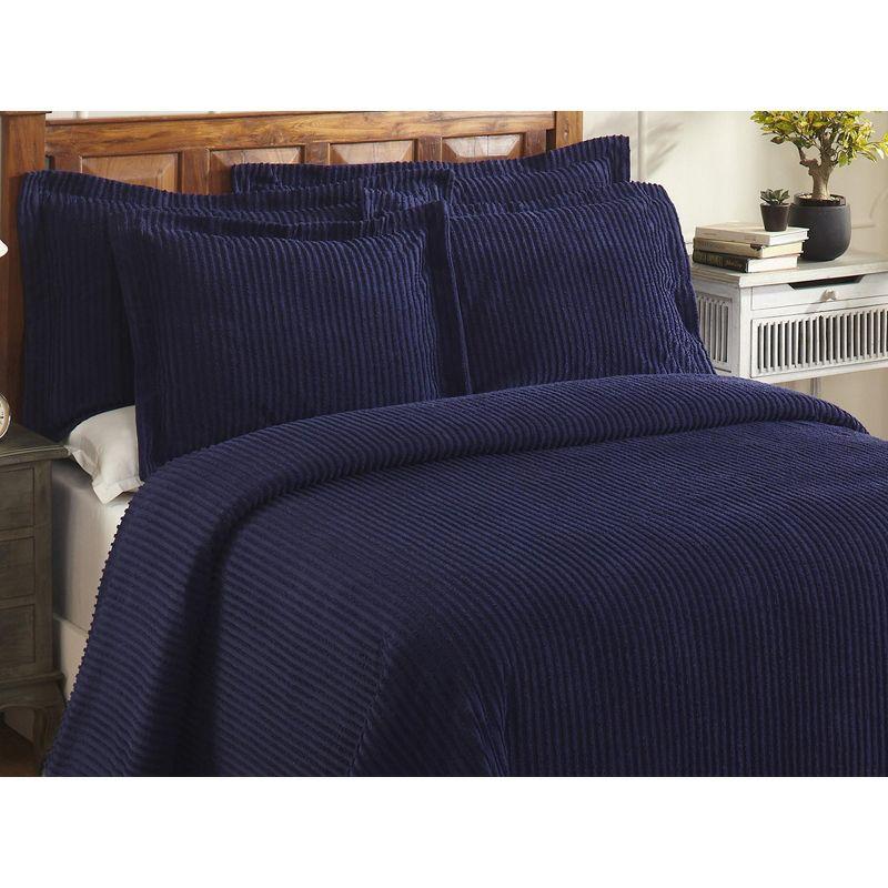 Jullian Standard 100% Cotton Stripe Pattern Chenille Bedspreads / Coverlet with Sham Set