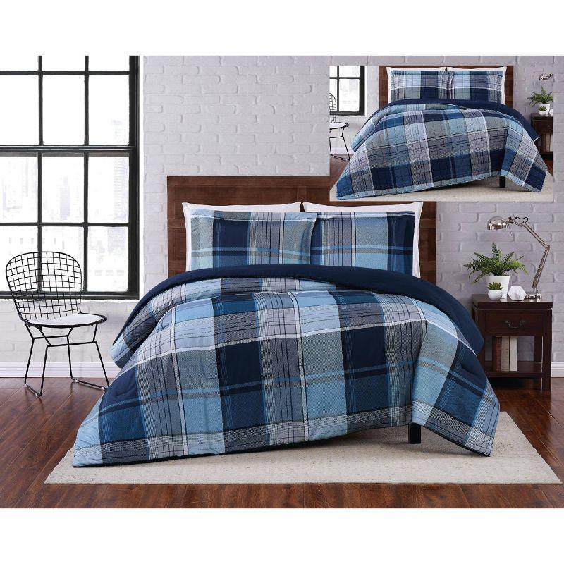 Trey Plaid Duvet Cover Set Navy - Truly Soft