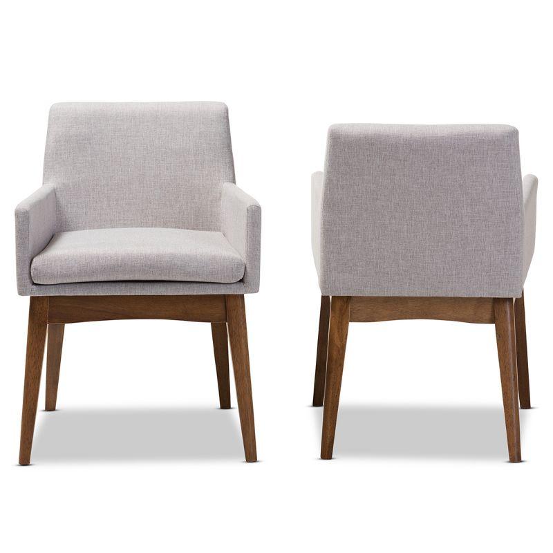 Set of 2 Nexus Mid Century Modern Walnut Wood Fabric Upholstered Dining Armchair - Baxton Studio