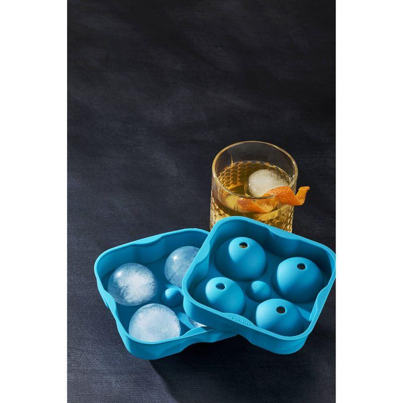 Houdini Ice Sphere Tray: Silicone Whiskey Ice Mold, Reusable  Dishwasher Safe, Turquoise Blue, 4 Cavities