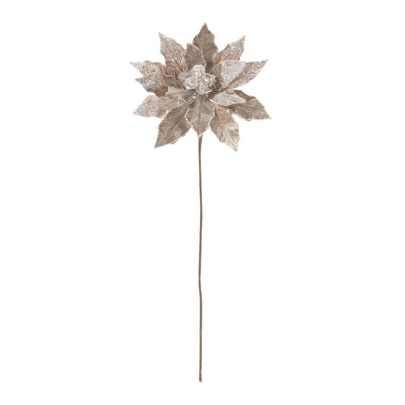 Beaded Silver Poinsettia Flower Stem (Set of 2)