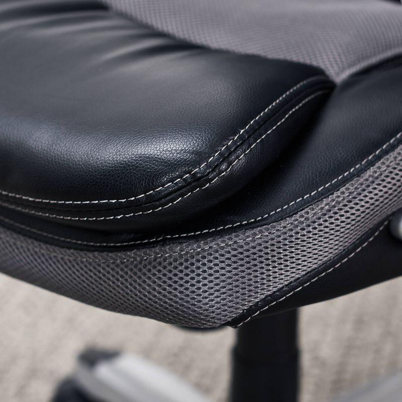 High-Back Ergonomic Executive Gaming Chair in Gray Mesh & Faux Leather