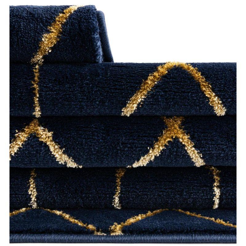 Glam Navy Blue Gold Area Rug