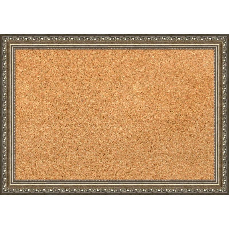 Parisian Silver Ornate Wood Framed Cork Board, 20 x 14 inches