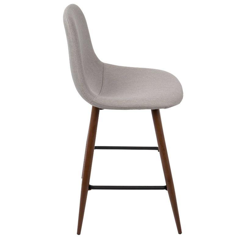 Set of 2 Pebble Mid-Century Modern Counter Height Barstools Light Gray - LumiSource: Upholstered, Metal Legs, Spot Clean