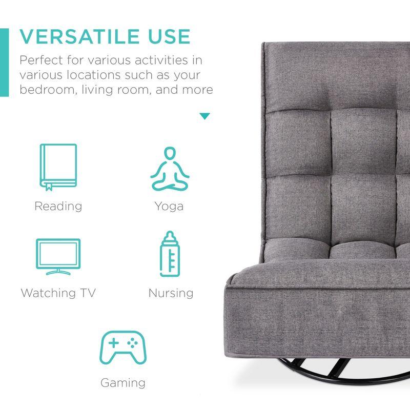 Best Choice Products Folding Floor Gaming Chair for Home, Office w/ 360-Degree Swivel, 4 Positions - Dark Gray