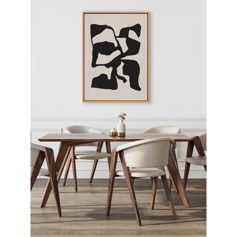 Sylvie 31.5"x41.5" Black and Tan Abstract Canvas Wall Art