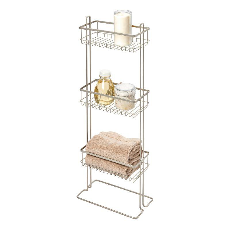 Satin Metal Freestanding 3-Tier Shower Shelf Organizer