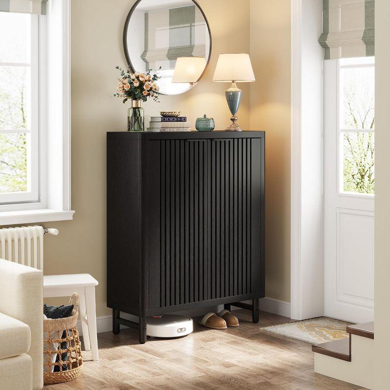Tribesigns 6-Tier Shoe Cabinet with Louvered Doors, Black