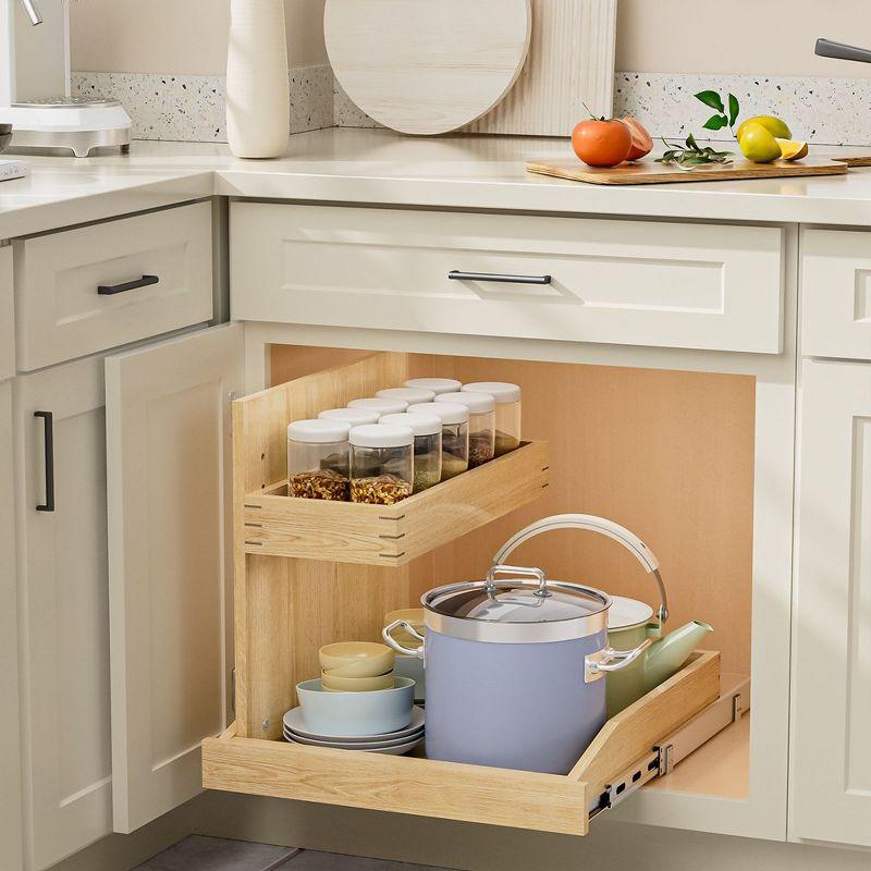 Under Sink Organizers , 2 Tier Pull Out Cabinet Organizer with Soft Close, Adjustable Multi-Purpose Under Sink Organizer(Left)