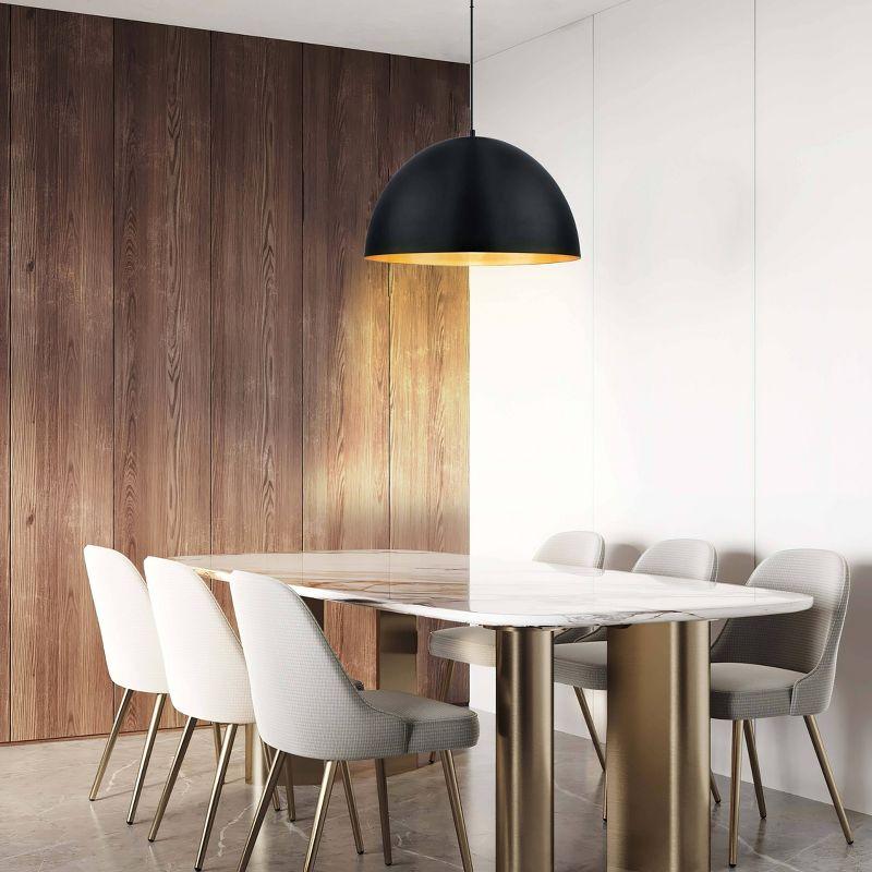 Gaetano 72" Black and Gold LED Bowl Pendant Light