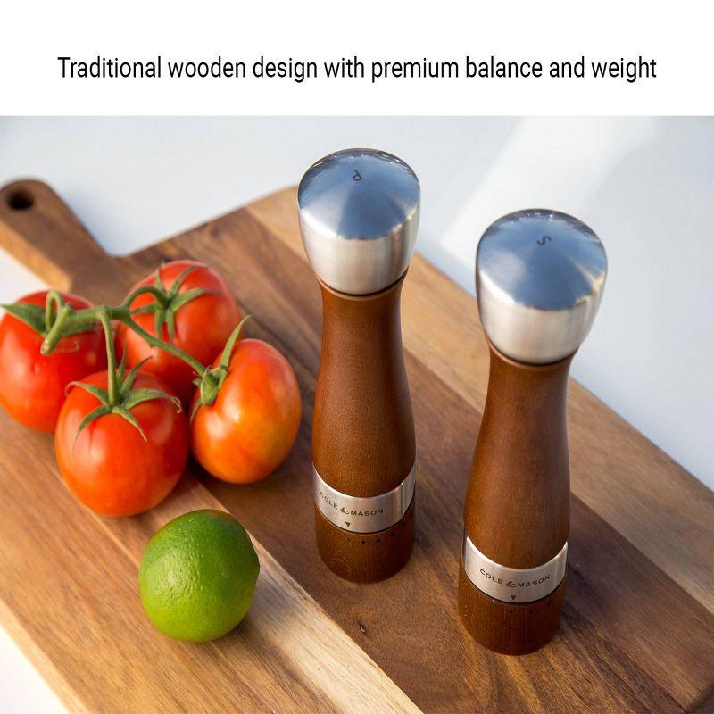 Oldbury Brown Beechwood and Steel Salt and Pepper Grinder Set