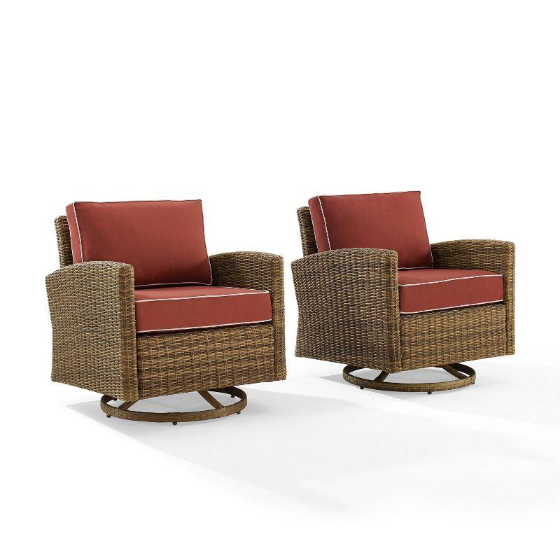 Bradenton Sangria Cushioned Outdoor Wicker Swivel Rocker Chair Set