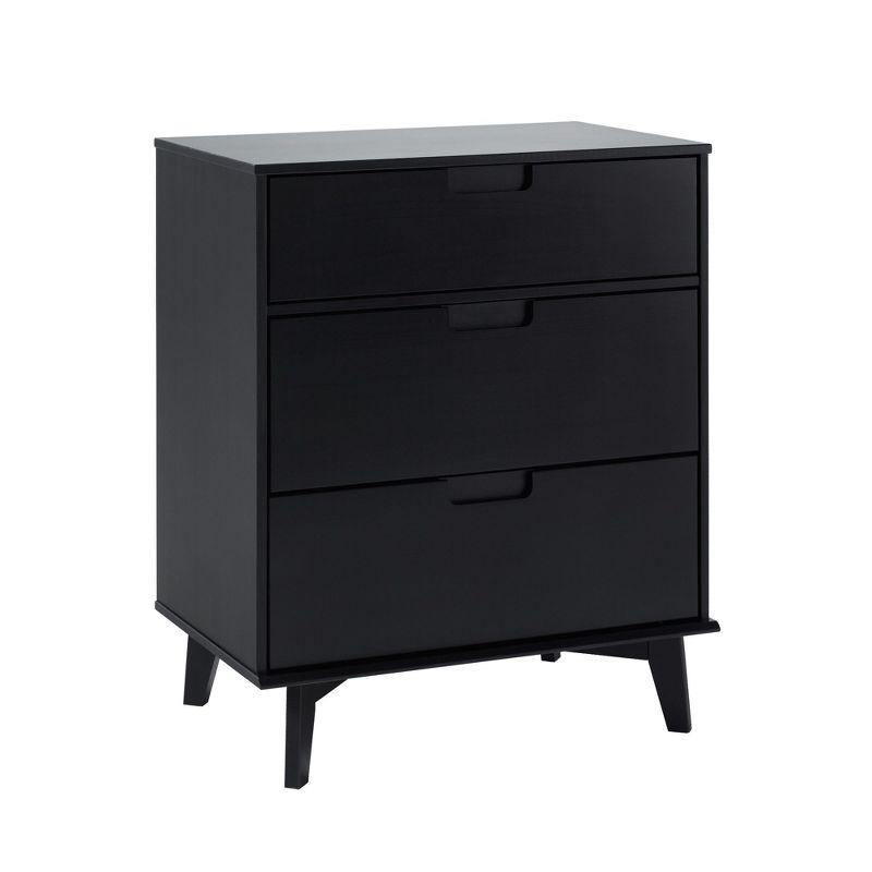 George Oliver Mid-Century Modern Solid Wood 3-Drawer Dresser – Black
