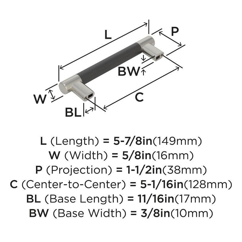 Amerock Esquire 5-1/16 inch (128mm) Center-to-Center Polished Nickel/Gunmetal Cabinet Pull