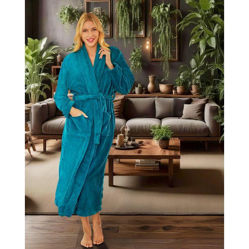 ADR Women's Long Robe, Fleece Plush Robe Woman, Cozy Regular & Plus Size Women's Bath Robe