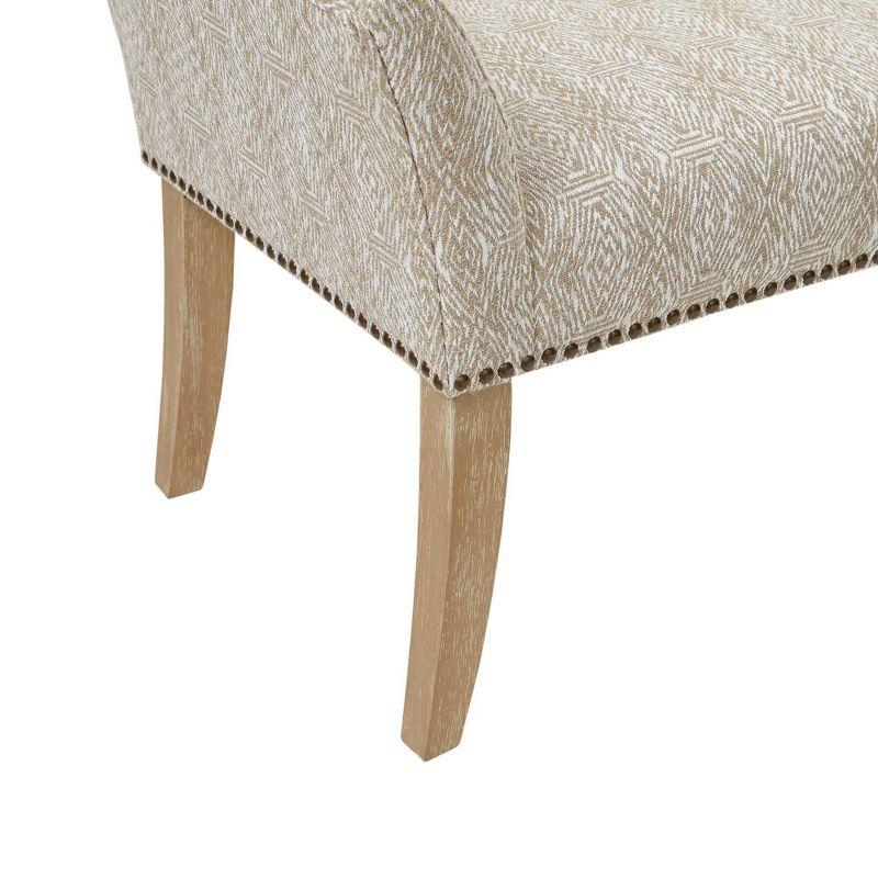Madera Accent Bench Taupe: Madison Park, Rectangle, Nailhead Trim, Polyester Upholstery, Wood Legs