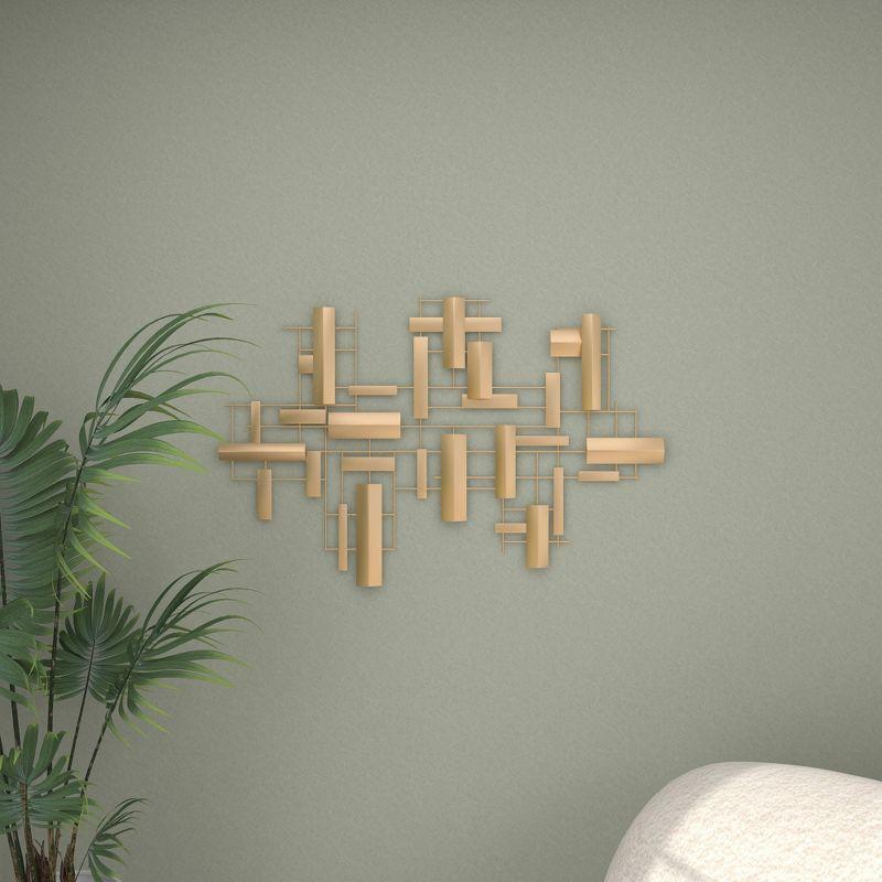 CosmoLiving by Cosmopolitan Gold Metal 3D Stripe Geometric Wall Decor