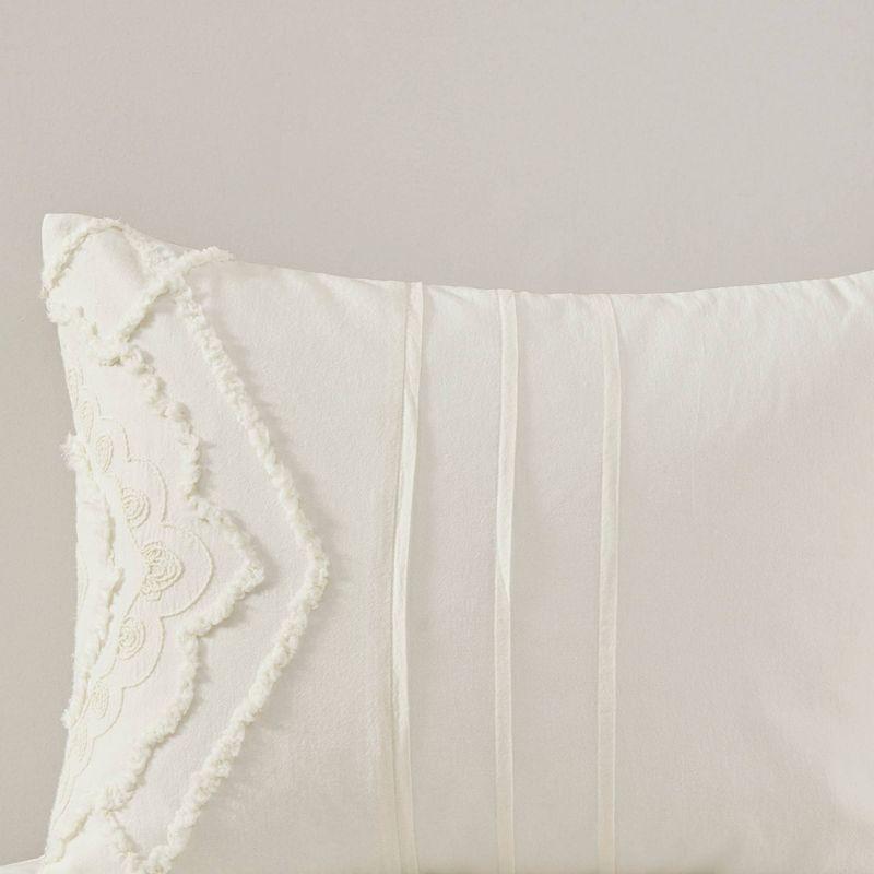 Off-White Cotton Chenille Queen Duvet Cover Set