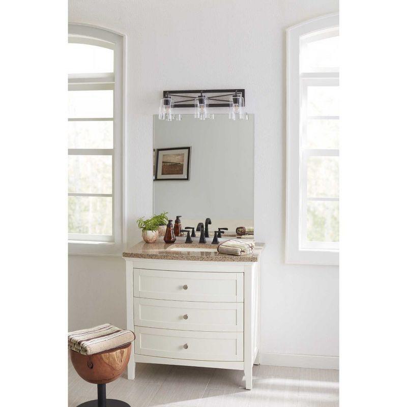 Progress Lighting Briarwood 3-Light Bath Vanity in Graphite with Clear Glass Shades