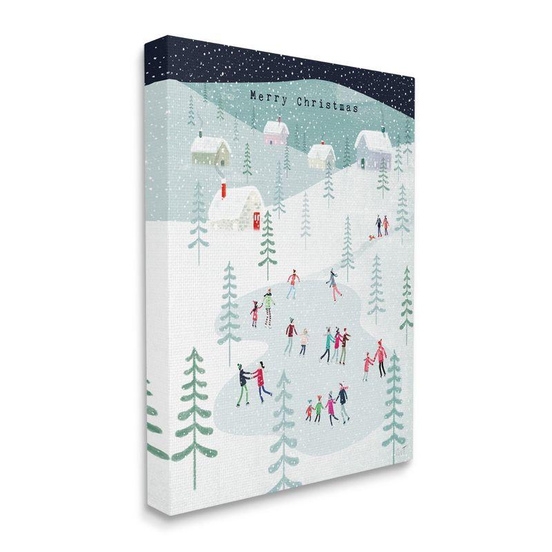 Stupell Industries Merry Christmas Winter Ice Skating Canvas Wall Art