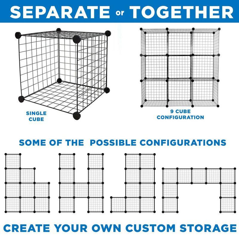 Mount-It! Wire Storage Cubes, 9-Cube Metal Grid Organizer | Modular Wire Shelving Units, DIY Closet Cabinet Organizer | 14" W x 14" H