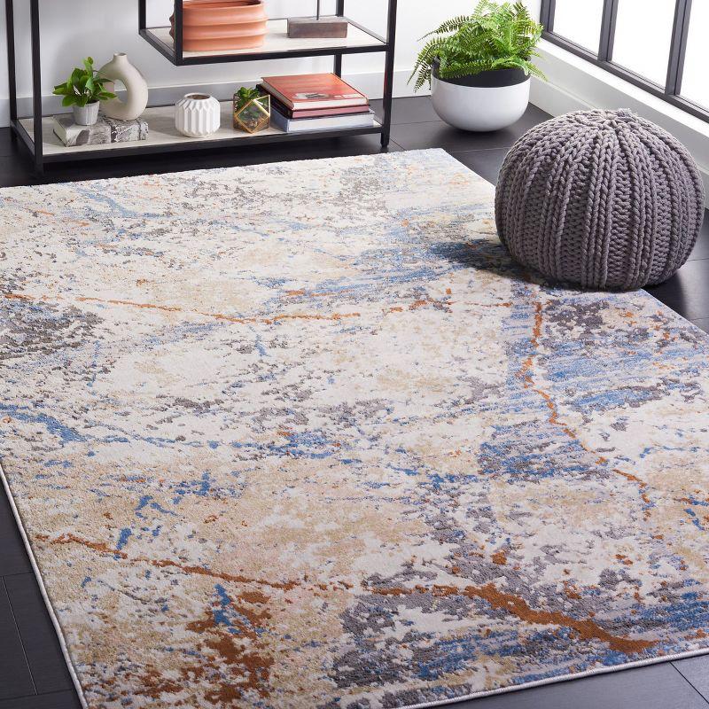 Eternal Grey and Blue Gold Hand-Knotted Synthetic Area Rug