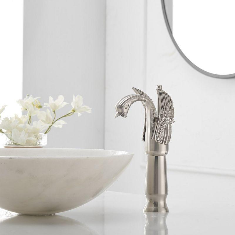 Brushed Nickel Swan Single Handle Vessel Sink Faucet