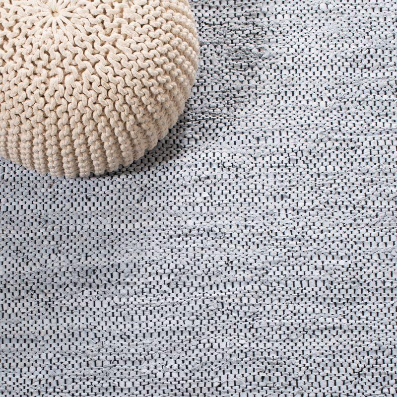 Vintage Leather W/ Fringes VTL602 Hand Woven Indoor Area Rug - Grey/Natural - 5'x8' - Safavieh