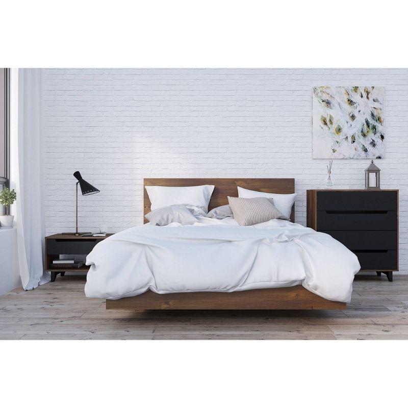 Nexera Elegance Queen Platform Bed in Truffle Brown with Floating Design