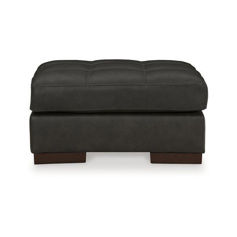 Signature Design by Ashley Contemporary Luigi Leather Ottoman, Black