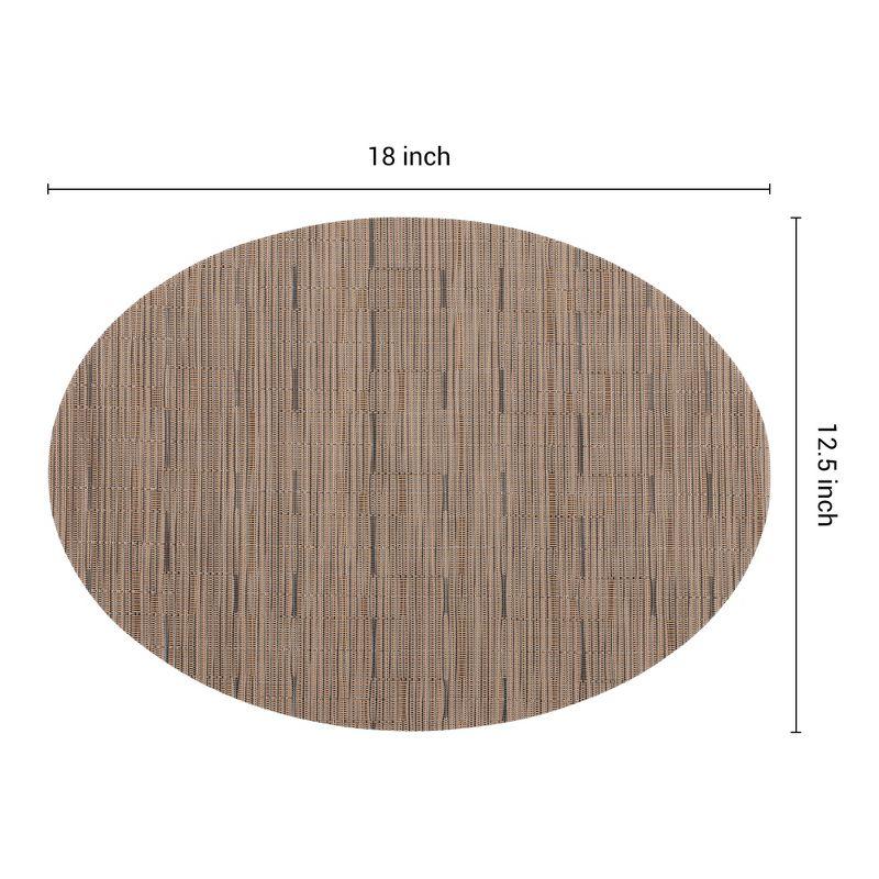 REGALWOVEN PVC Oval Kitchen Dining Table Decor Wipeable Placemats 6 Pcs Light Brown