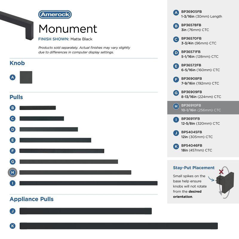 Amerock Monument 10-1/16 inch (256mm) Center-to-Center Matte Black Cabinet Pull