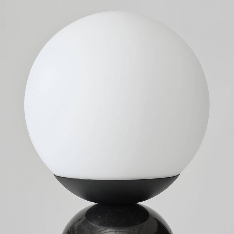 Brightech Mila 10" Modern LED Table Lamp with Black Marble Base and Frosted Globe Shade, 3-Way Dimming