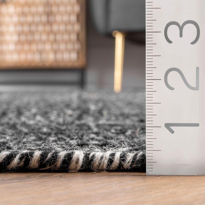 Nuloom Ago Geometric 3x5 Wool Accent Indoor Area Rug for Living Room Bedroom Dining Room Entryway Kitchen, Black/Ivory