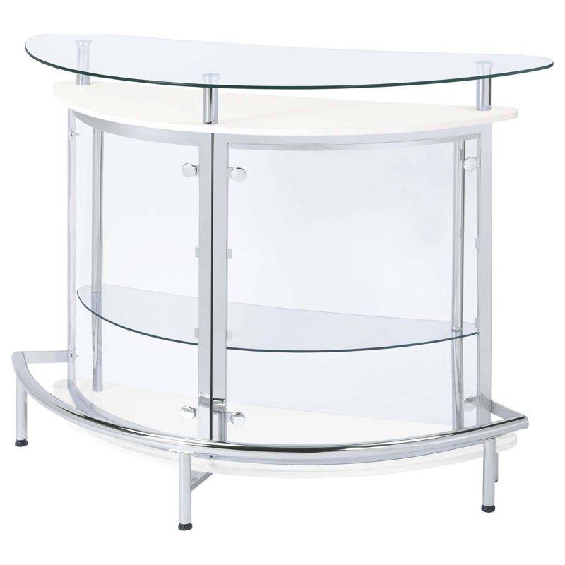 Coaster Amarillo Modern 2 Tier Home Bar Cabinet White/Chrome