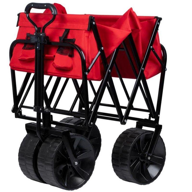 Monoprice Heavy Duty All Terrain Collapsible Outdoor Wagon, Red - Durable, 600D Oxford, Mildew and UV Resistant - Pure Outdoor Collection