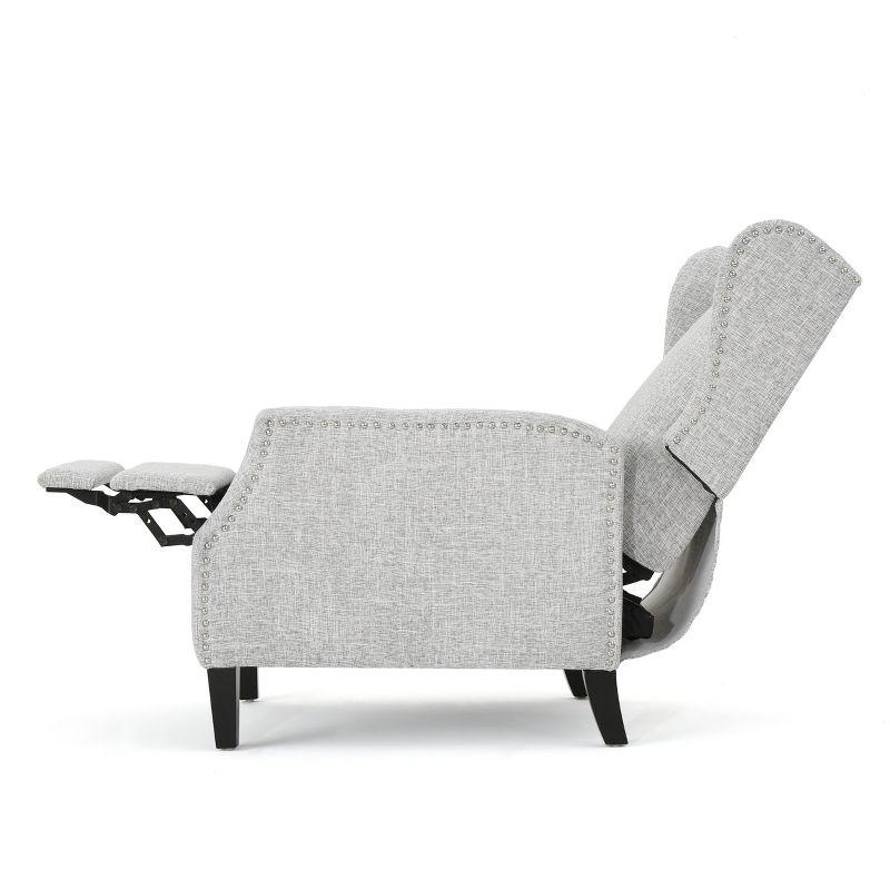 Wescott Traditional Press-Back Recliner Light Gray - Christopher Knight Home: Studded, Padded, Wingback