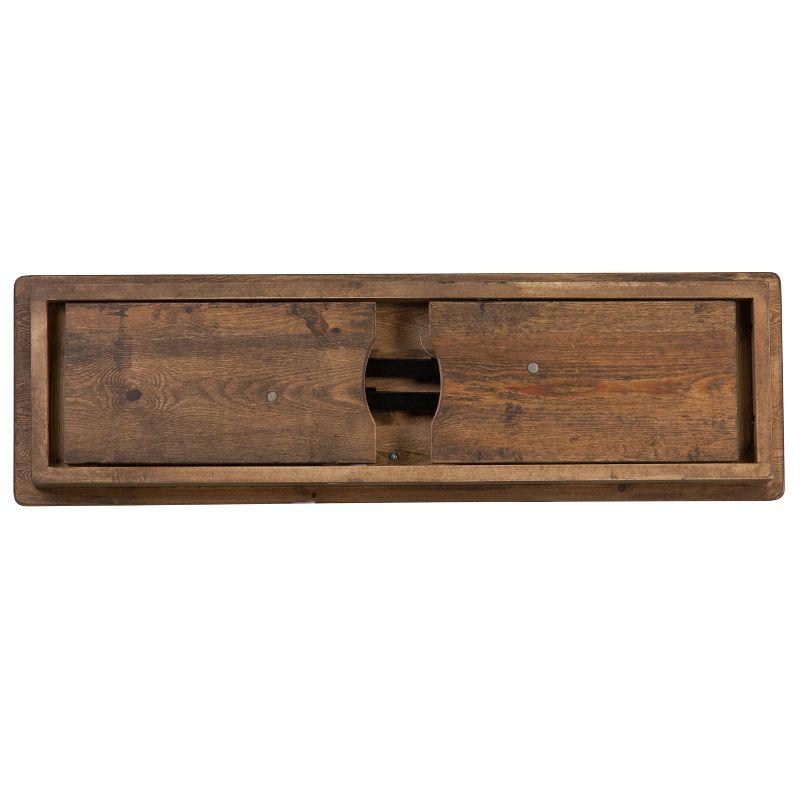 Merrick Lane 40" x 12" Antique Rustic Solid Pine Folding Farmhouse Style Bench