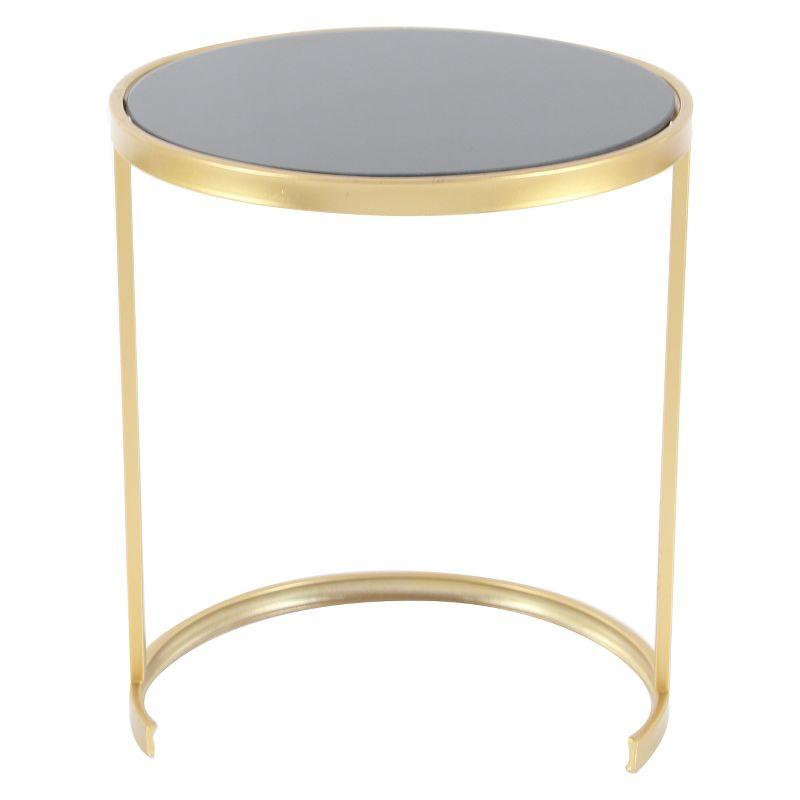 Elegant Gold Metal and Mirrored Glass Round Nesting Tables, Set of 3