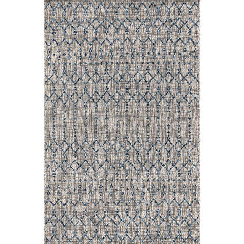 Ourika Moroccan Geometric Textured Weave Indoor/Outdoor Area Rug - JONATHAN Y