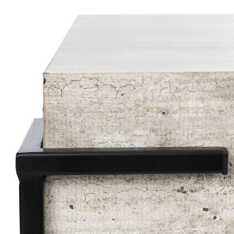 Eli Square Coffee Table - Light Grey Faux Concrete/Black - Safavieh