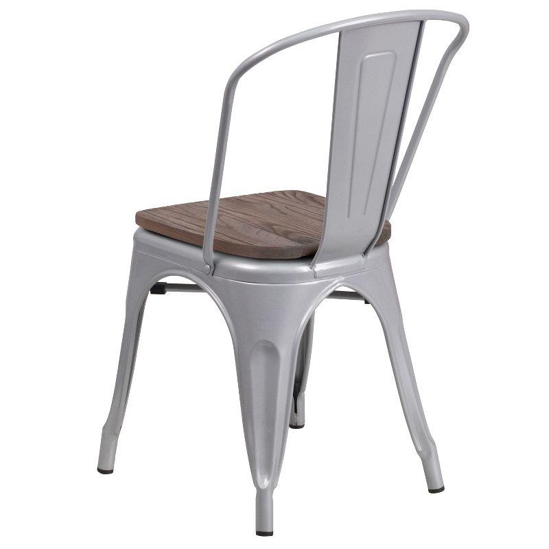 Striling Rustic Walnut Restaurant Chair with Wood Seat & Back and Gray Powder Coat Frame