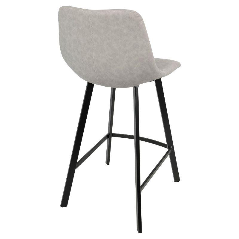 Modern Gray Faux Leather Counter Stools with Metal Frame - Set of 2